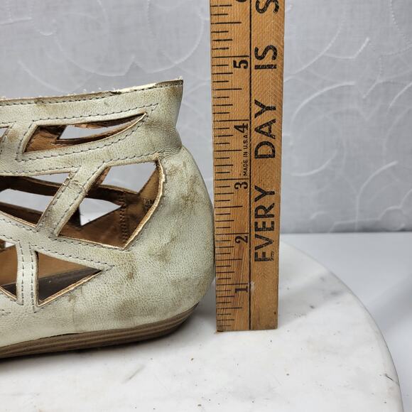 MIA Botticelli Sandals Womens 7.5 Green Leather Cutout Lace Up Strappy Gladiator - Picture 13 of 13